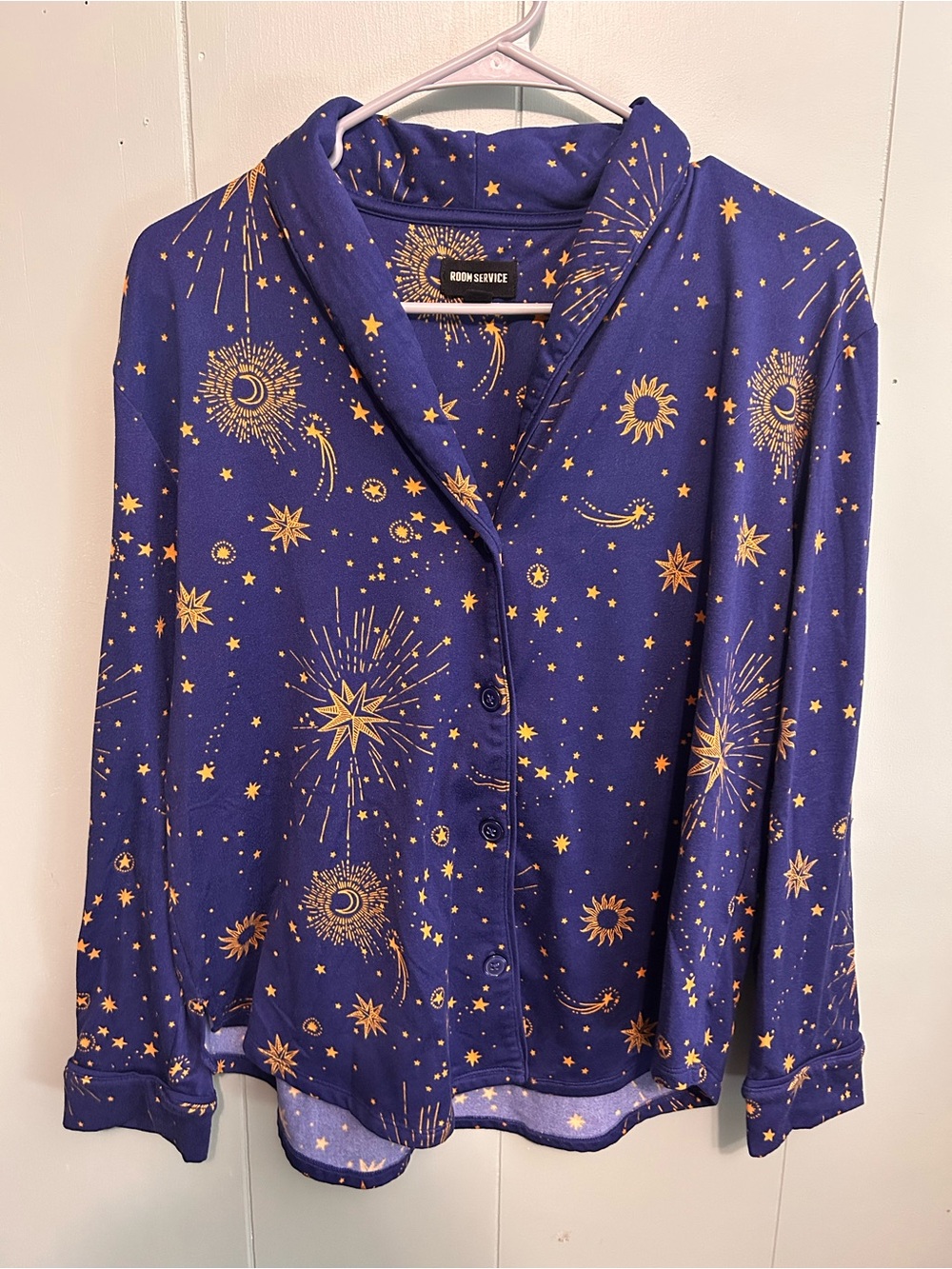 Room Service Navy Star & Moon Button-Down Pajama Set
